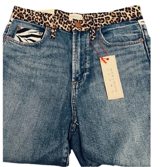 Alice + Olivia Amazing Animal Print High Rise Jeans  Size 28 NWT - Picture 11 of 13